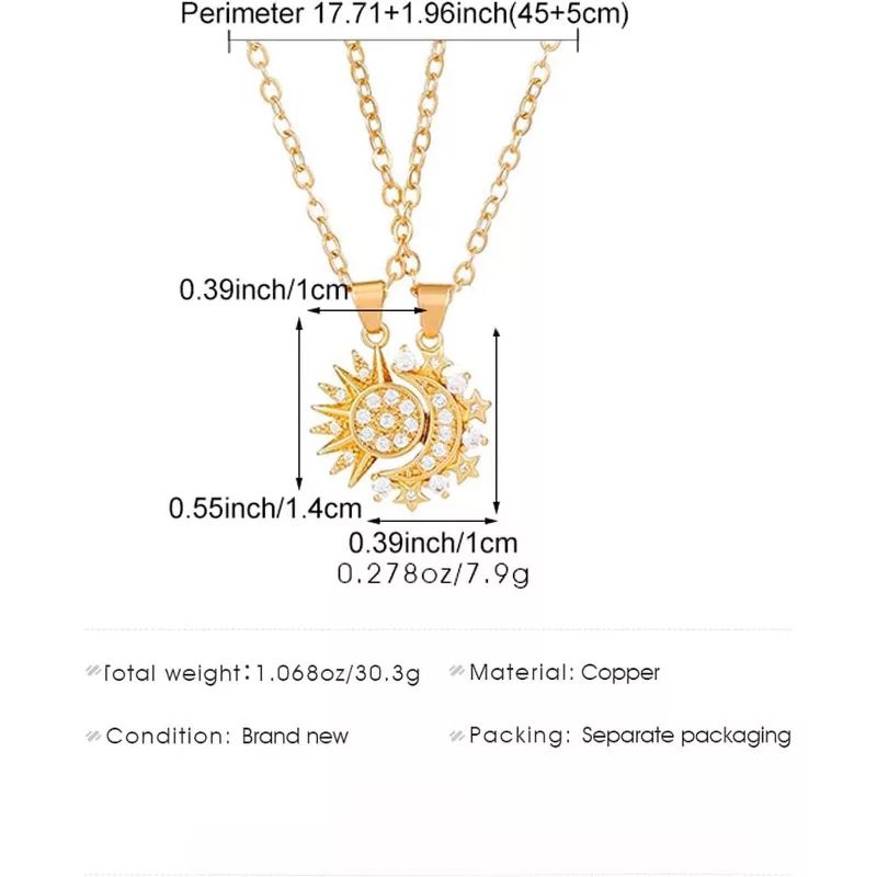 Gold & Silver Sun Moon Necklace Set
