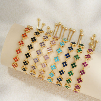 Zircon four-leaf clover bracelet