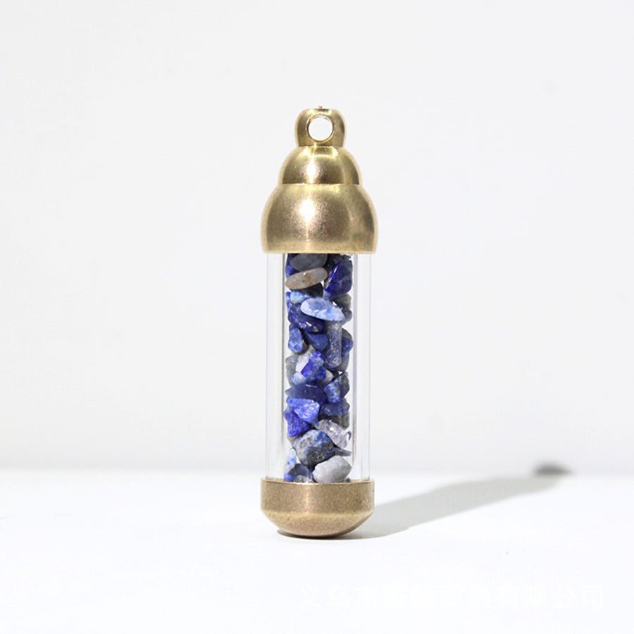 Natural Stone Message in a Bottle Pendant, Energy Stone Crystal
