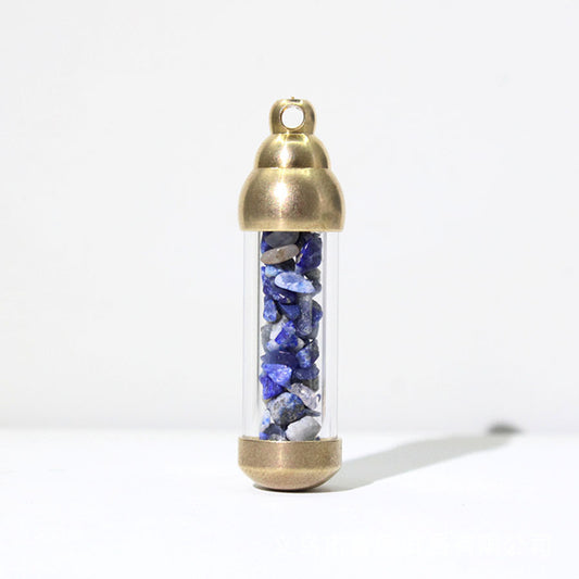 Natural Stone Message in a Bottle Pendant, Energy Stone Crystal