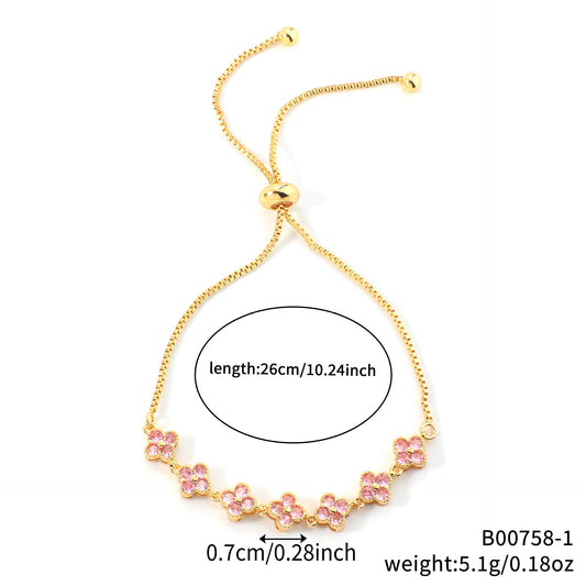 Zircon four-leaf clover bracelet