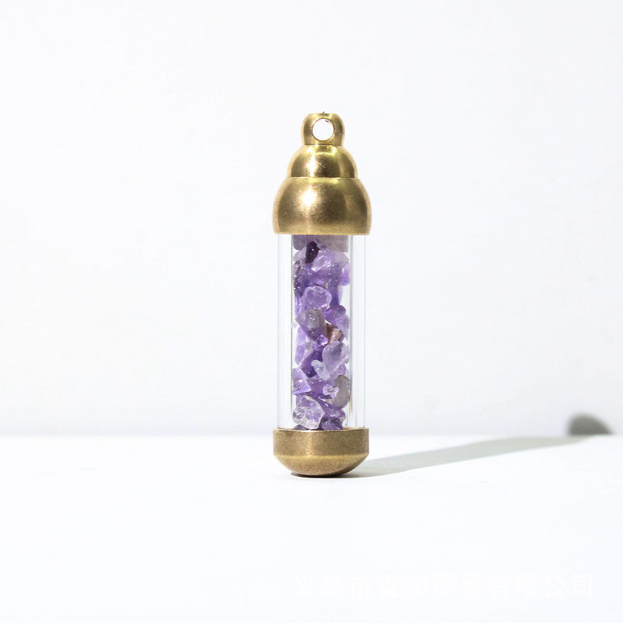 Natural Stone Message in a Bottle Pendant, Energy Stone Crystal