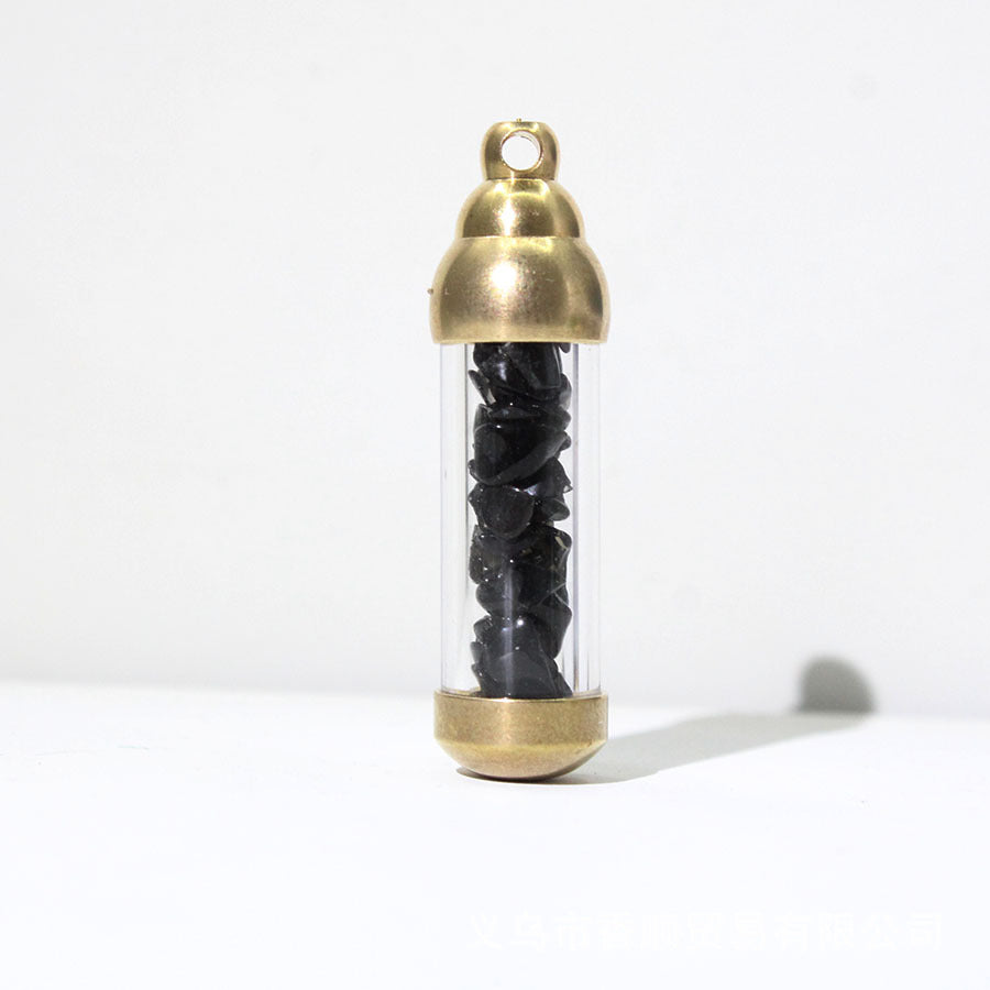 Natural Stone Message in a Bottle Pendant, Energy Stone Crystal