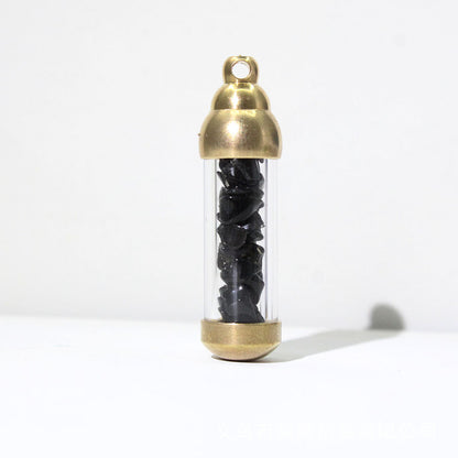Natural Stone Message in a Bottle Pendant, Energy Stone Crystal
