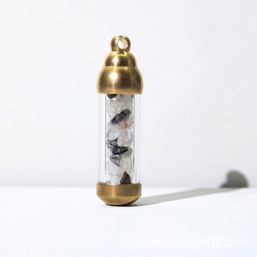 Natural Stone Message in a Bottle Pendant, Energy Stone Crystal