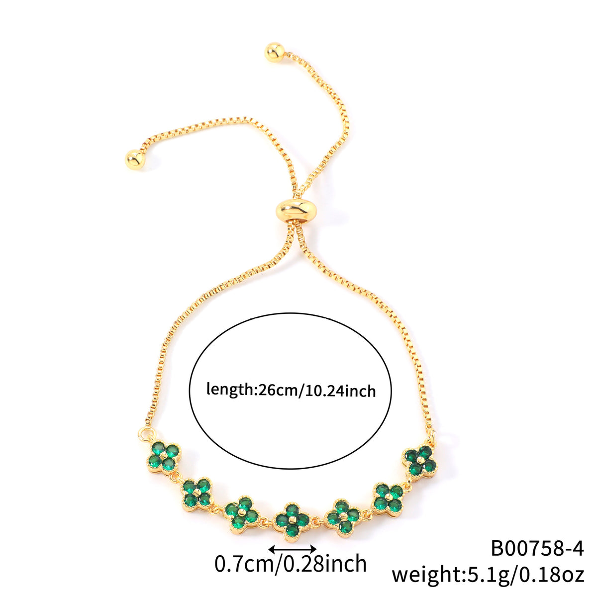 Zircon four-leaf clover bracelet