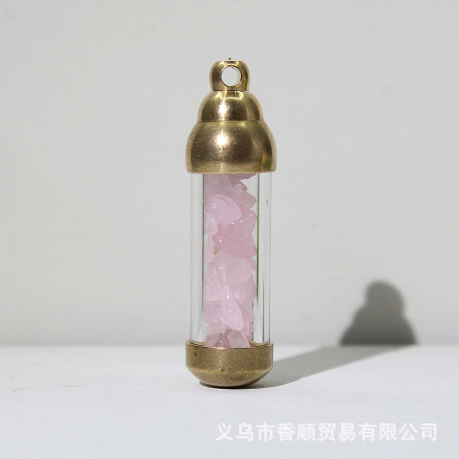 Natural Stone Message in a Bottle Pendant, Energy Stone Crystal
