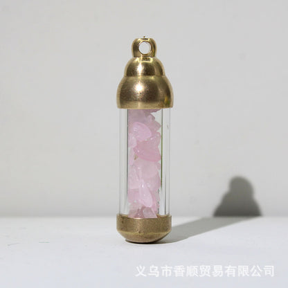 Natural Stone Message in a Bottle Pendant, Energy Stone Crystal