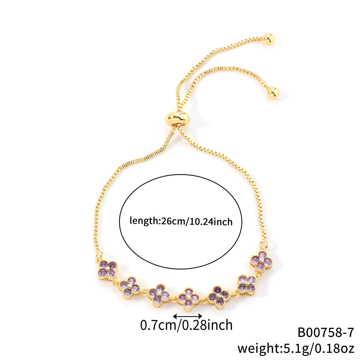 Zircon four-leaf clover bracelet