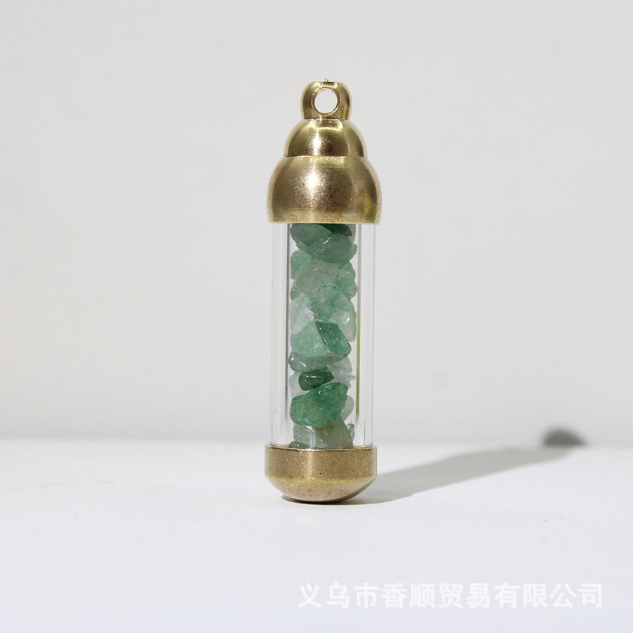 Natural Stone Message in a Bottle Pendant, Energy Stone Crystal