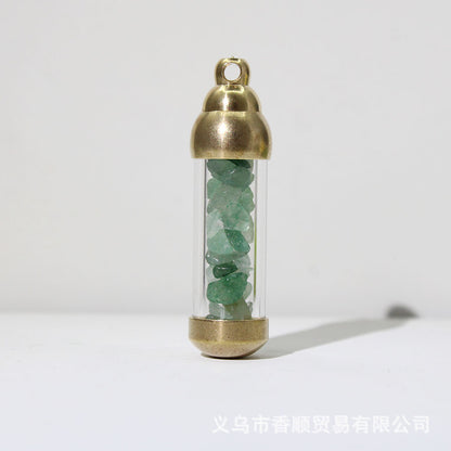 Natural Stone Message in a Bottle Pendant, Energy Stone Crystal