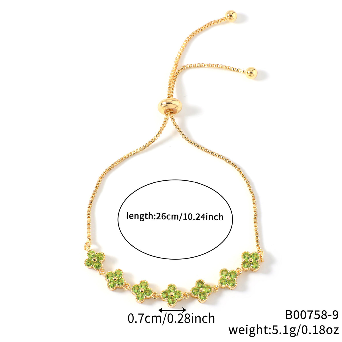 Zircon four-leaf clover bracelet