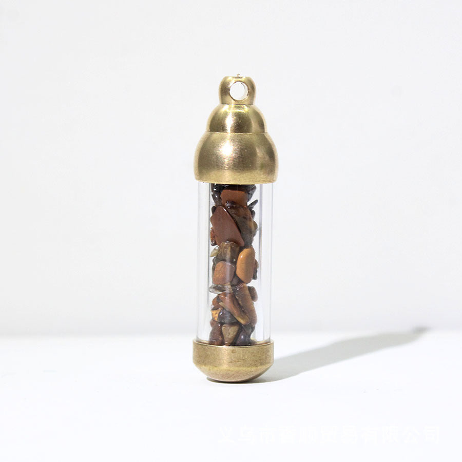 Natural Stone Message in a Bottle Pendant, Energy Stone Crystal