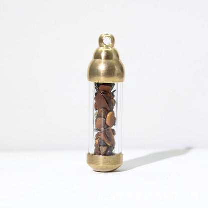 Natural Stone Message in a Bottle Pendant, Energy Stone Crystal