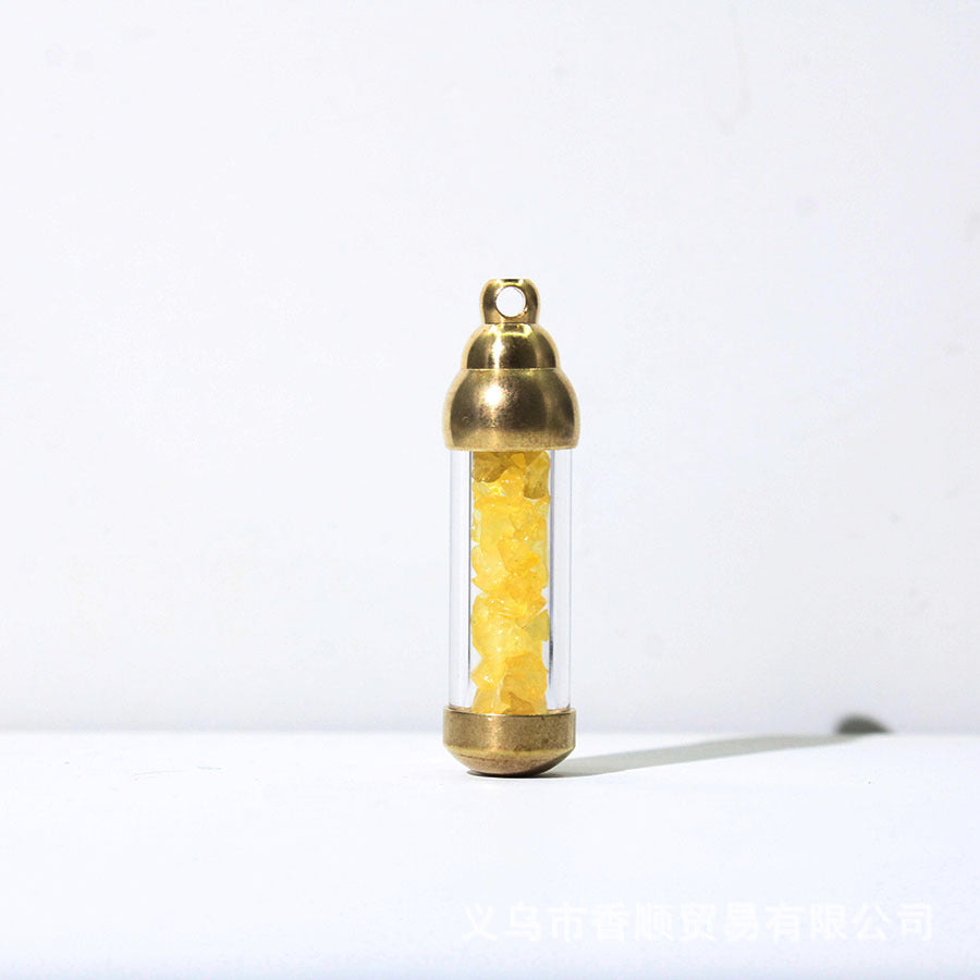 Natural Stone Message in a Bottle Pendant, Energy Stone Crystal