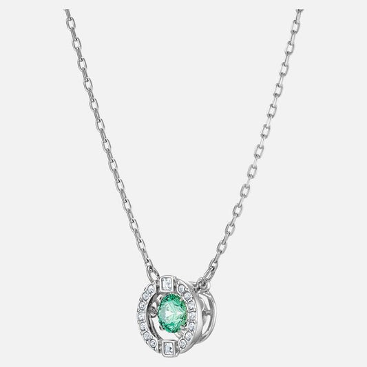 Jewelry Sparkling Dance Necklace Green Rhodium Plated
