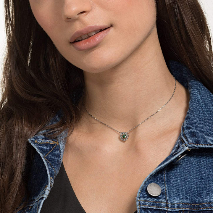 Jewelry Sparkling Dance Necklace Green Rhodium Plated