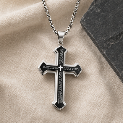W&B Our Father cross pendant necklace with bold chain