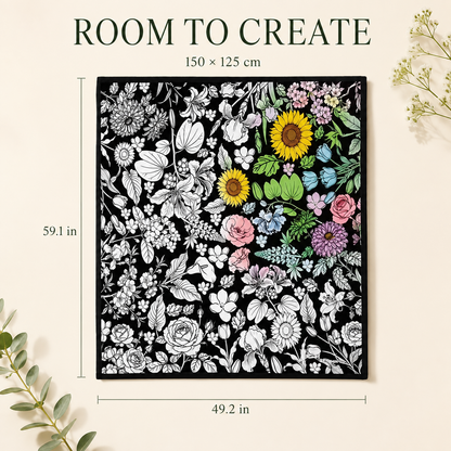 Botanical blanket size guide: 59.1 by 49.2 inches, 150 by 125 centimeters