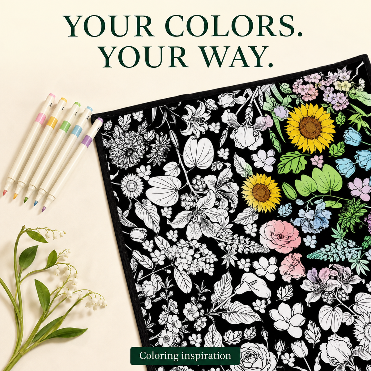 Color palette inspiration for the botanical coloring blanket
